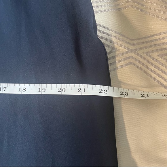 LAUNDRY BY DESIGN Long Dress {4} Gown Navy Blue Silk Chiffon Spaghetti S… - Picture 10 of 14